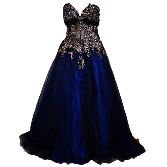 𝅺Alyce Paris Tulle Ballgown Formal Beaded Sweetheart Neckline Dress - Picture 1 of 9